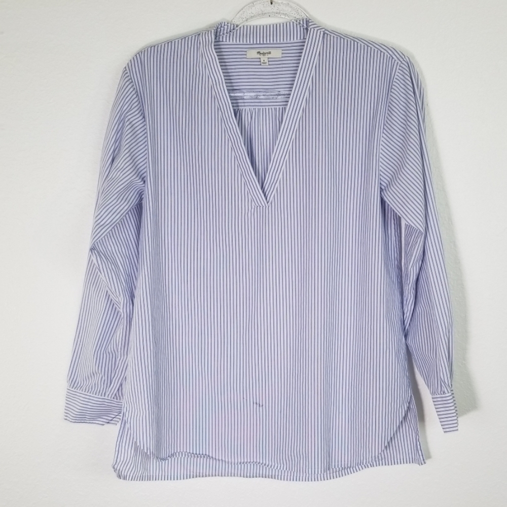 MADEWELL Blue & White Striped Pullover Top, size S